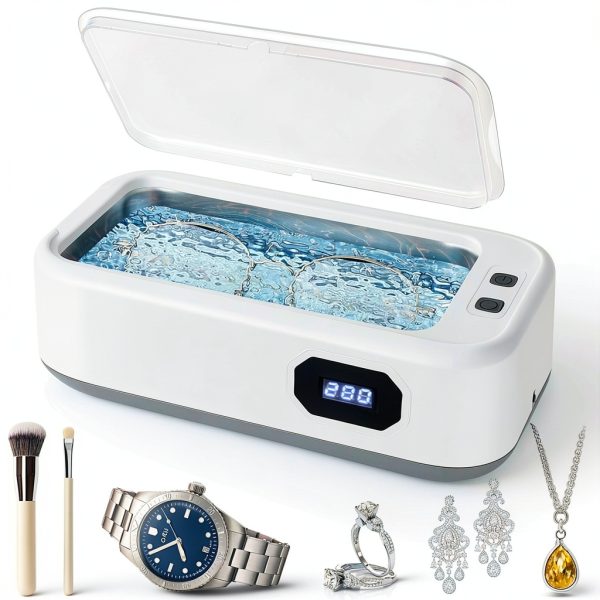 IELJYEQ Ultrasonic Jewelry Cleaner 49kHz 22oz Stainless Steel Portable-0