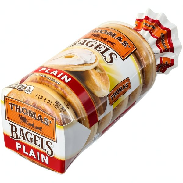 Thomas' Plain Bagels 6 Count Soft Chewy Kosher Parve Certified-21