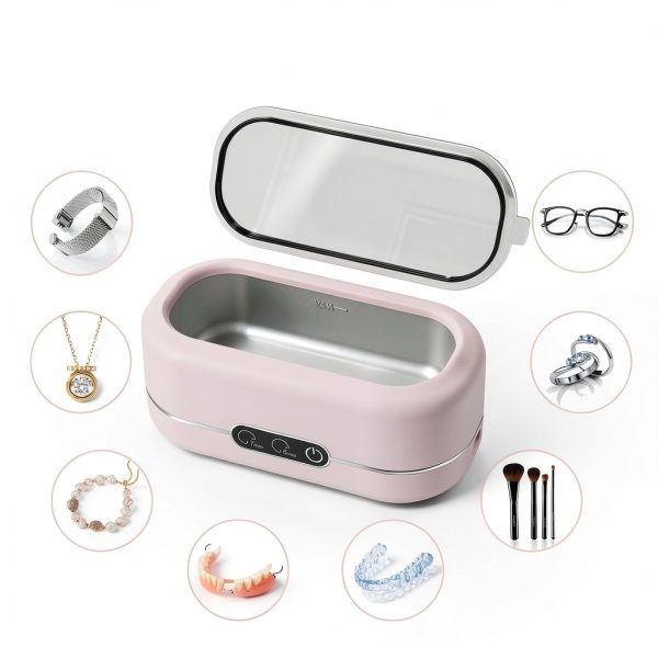Ultrasonic Jewelry Cleaner BYASKZIV M9B03 Light Pink 48kHz Portable-2