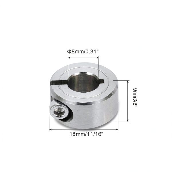 MECCANIXITY 2Pcs Shaft Collar 8mm Bore Single Split 304 Stainless Steel Clamping Shaft Collars for Industrial Automation Conveyor Belt Systems-1